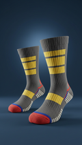 Grip performance socks with targeted cushioning